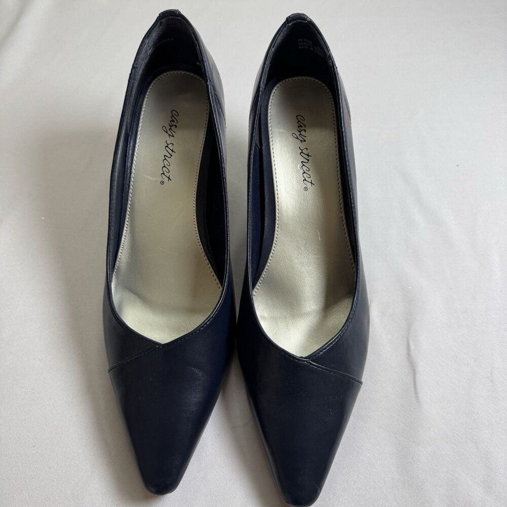 Easy Street Navy Blue Pointed Toe Heels Pumps Women Size 9.5W Office Dress